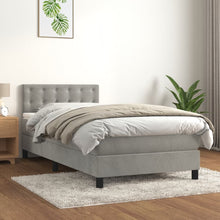 Boxspring met matras fluweel lichtgrijs 90x200 cm