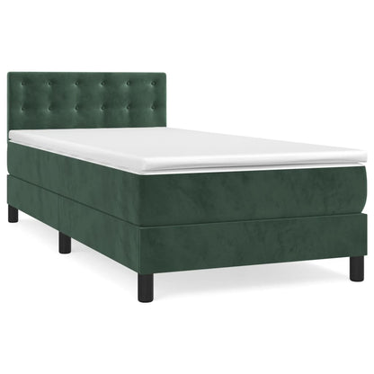 Boxspring Met Matras Fluweel Donkergroen 90 x 200 cm Knopen
