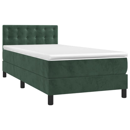 Boxspring Met Matras Fluweel Donkergroen 90 x 200 cm Knopen