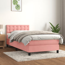 Boxspring Met Matras Fluweel Roze 90 x 200 cm Knopen