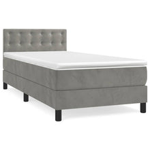 Boxspring Met Matras Fluweel Lichtgrijs 100 x 200 cm Knopen