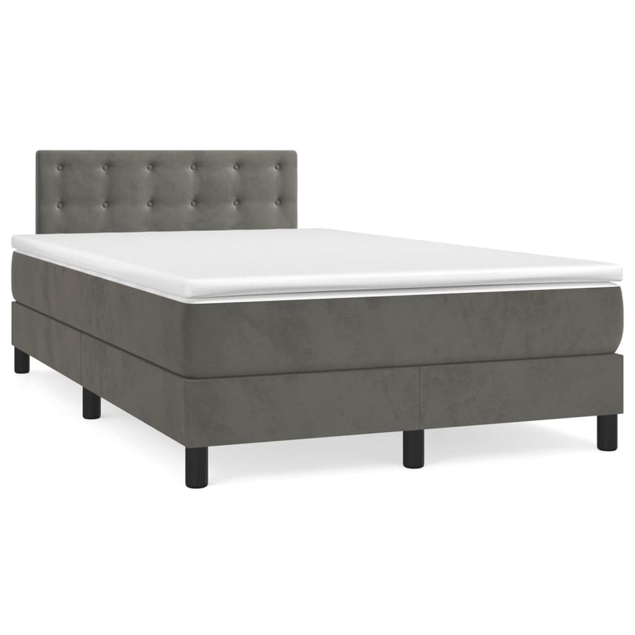 Boxspring Met Matras Fluweel Donkergrijs 120 x 200 cm Knopen