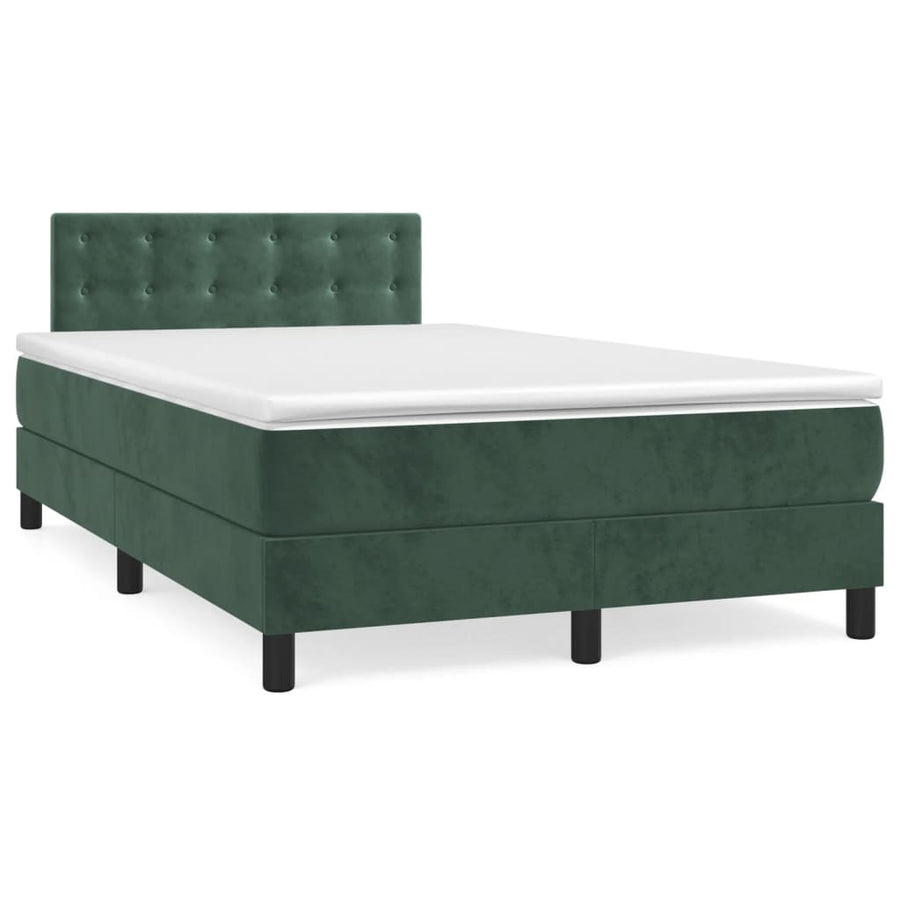 Boxspring Met Matras Fluweel Donkergroen 120 x 200 cm Knopen