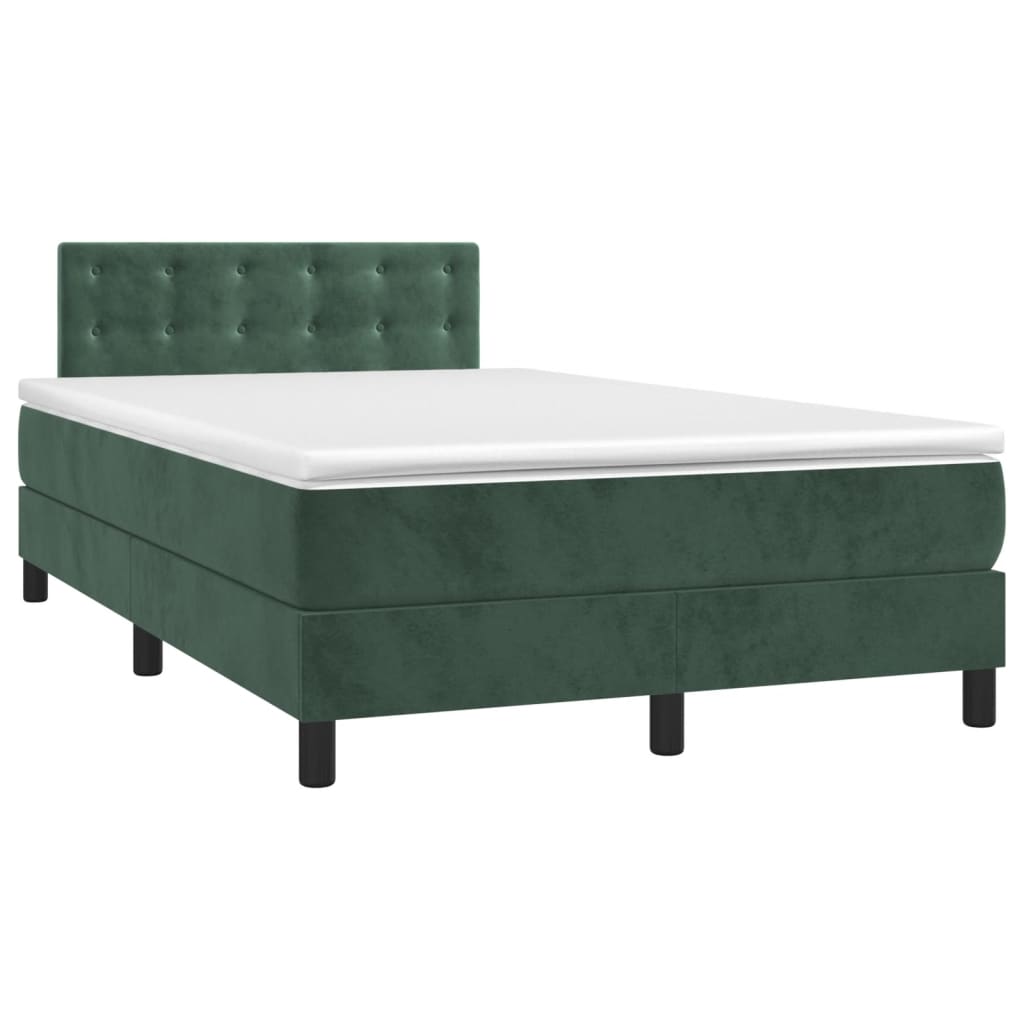 Boxspring Met Matras Fluweel Donkergroen 120 x 200 cm Knopen