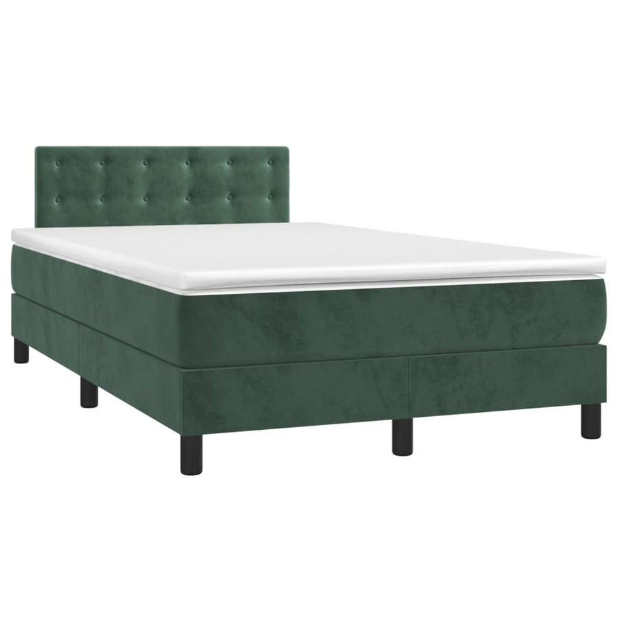 Boxspring Met Matras Fluweel Donkergroen 120 x 200 cm Knopen