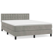 Boxspring Met Matras Fluweel Lichtgrijs 140 x 190 cm Knopen