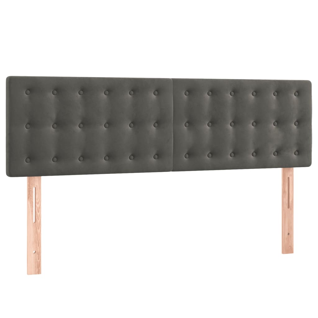 Boxspring Met Matras Fluweel Donkergrijs 140 x 190 cm Knopen