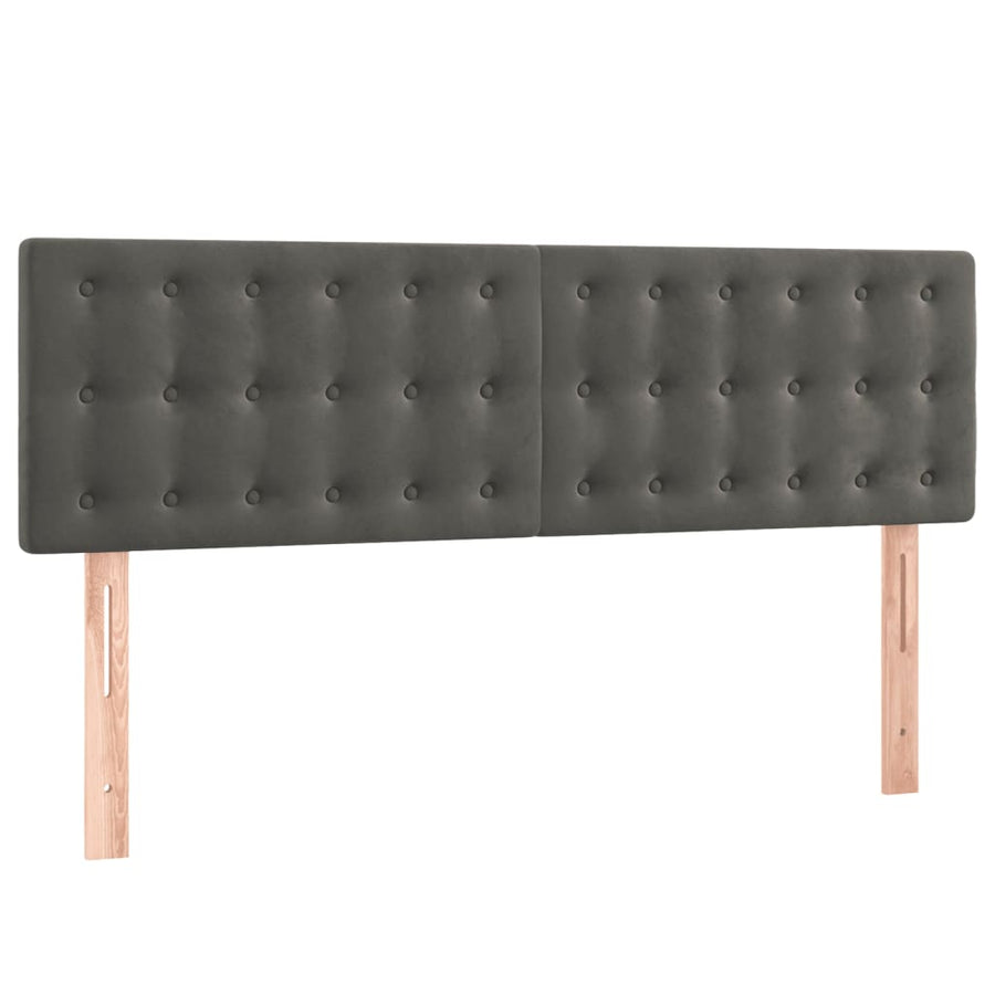 Boxspring Met Matras Fluweel Donkergrijs 140 x 190 cm Knopen