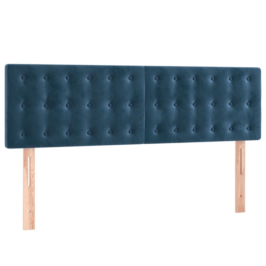 Boxspring Met Matras Fluweel Donkerblauw 140 x 190 cm Knopen