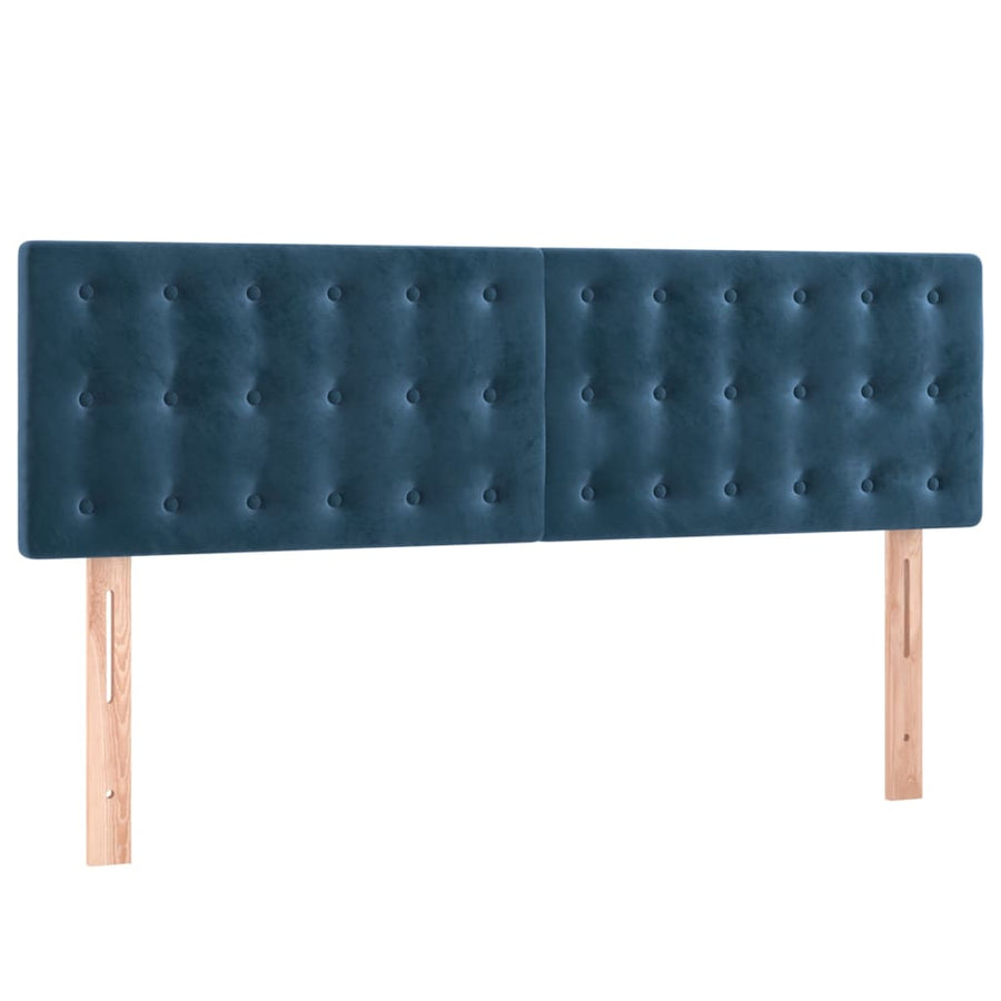 Boxspring Met Matras Fluweel Donkerblauw 140 x 200 cm Knopen