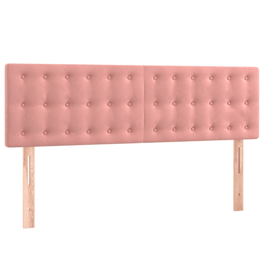 Boxspring Met Matras Fluweel Roze 140 x 200 cm Knopen