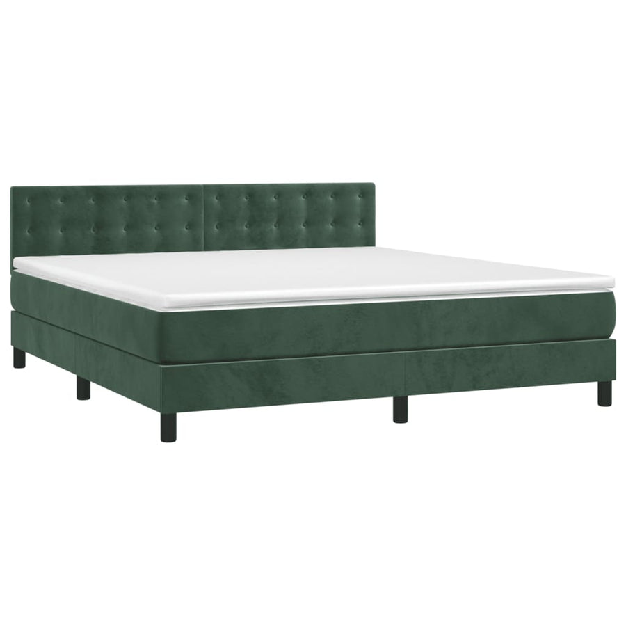 Boxspring met matras fluweel donkergroen 160x200 cm 160 x 200 cm Donkergroen