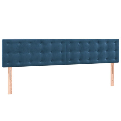 Boxspring Met Matras Fluweel Donkerblauw 180X200 Cm 180 x 200 cm Knopen