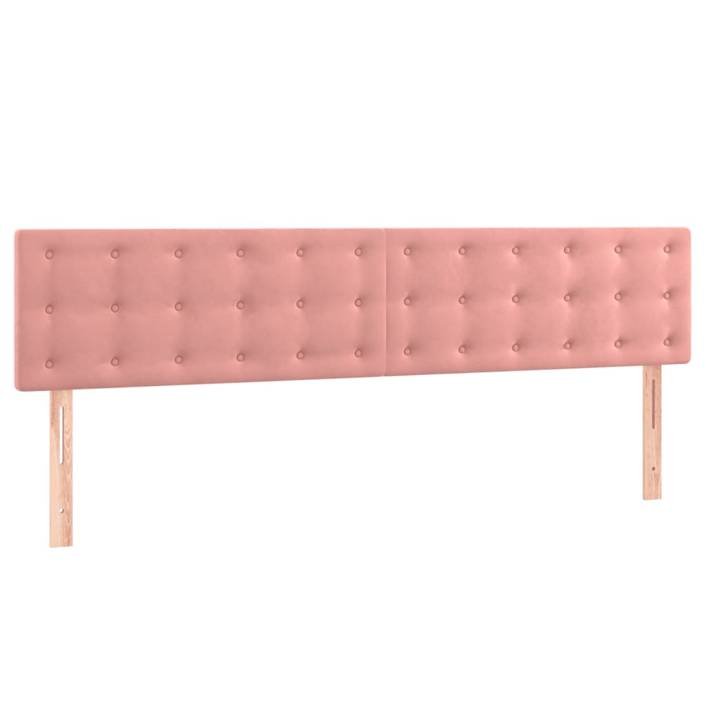 Boxspring Met Matras Fluweel Roze 180X200 Cm 180 x 200 cm Knopen