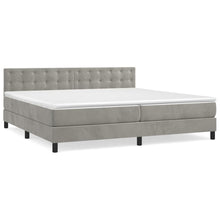 Boxspring Met Matras Fluweel Lichtgrijs 200 x 200 cm Knopen