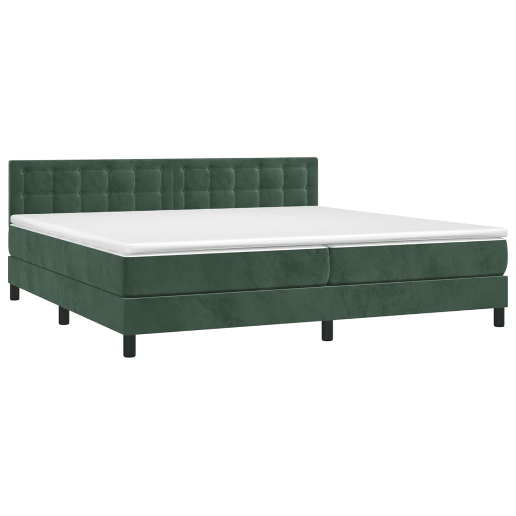 Boxspring Met Matras Fluweel Donkergroen 200 x 200 cm Knopen