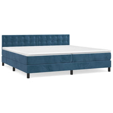 Boxspring Met Matras Fluweel Donkerblauw 200 x 200 cm Knopen