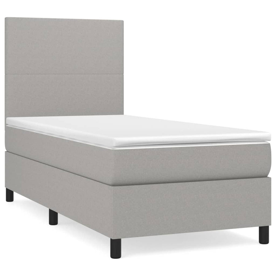 Boxspring Met Matras Stof Lichtgrijs 80 x 200 cm Effen ontwerp