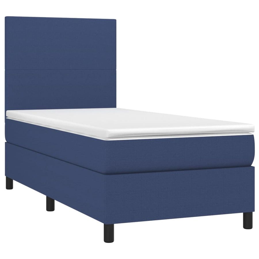 Boxspring Met Matras Stof Blauw 80X200 Cm Blauw 80 x 200 cm Effen ontwerp