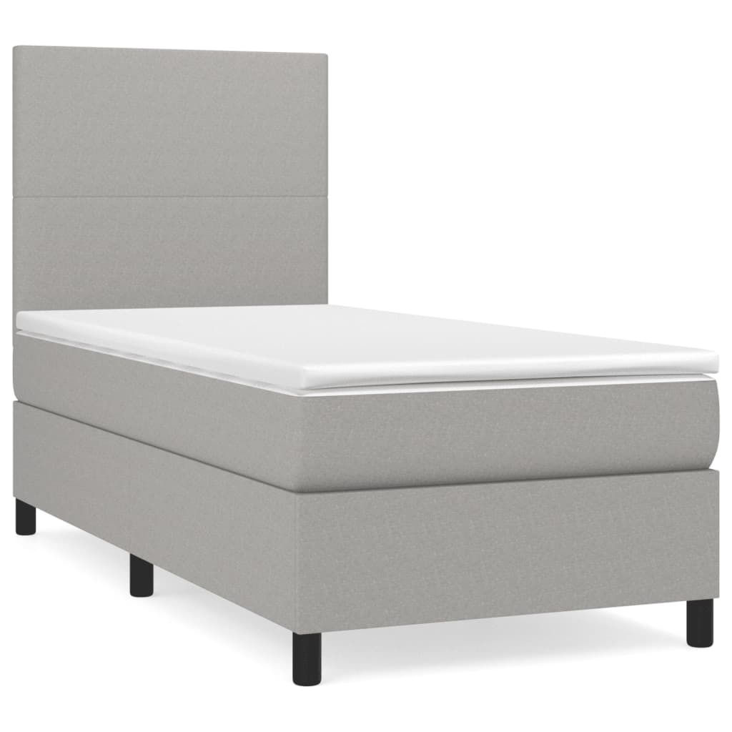 Boxspring Met Matras Stof Lichtgrijs 90 x 190 cm Effen ontwerp