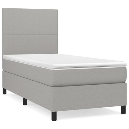 Boxspring Met Matras Stof Lichtgrijs 90 x 190 cm Effen ontwerp