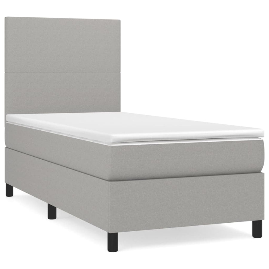Boxspring Met Matras Stof Lichtgrijs 90 x 190 cm Effen ontwerp