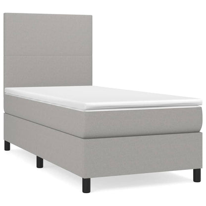 Boxspring Met Matras Stof Lichtgrijs 90 x 200 cm Effen ontwerp