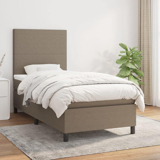 Boxspring met matras stof taupe 90x200 cm 90 x 200 cm Taupe