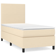 Boxspring met matras stof crèmekleurig 90x200 cm 90 x 200 cm Effen ontwerp