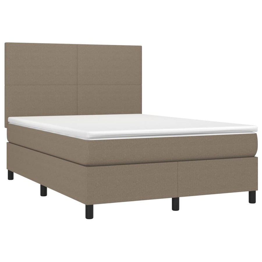 Boxspring met matras stof taupe 140x200 cm 140 x 200 cm Effen ontwerp