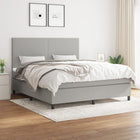 Boxspring Met Matras Stof Lichtgrijs 160 x 200 cm Effen ontwerp