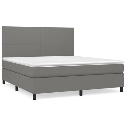 Boxspring Met Matras Stof Donkergrijs 160 x 200 cm Effen ontwerp
