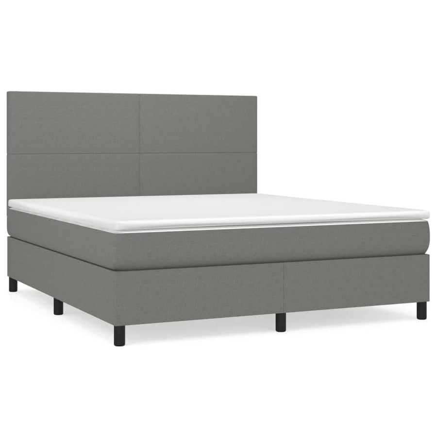 Boxspring Met Matras Stof Donkergrijs 160 x 200 cm Effen ontwerp