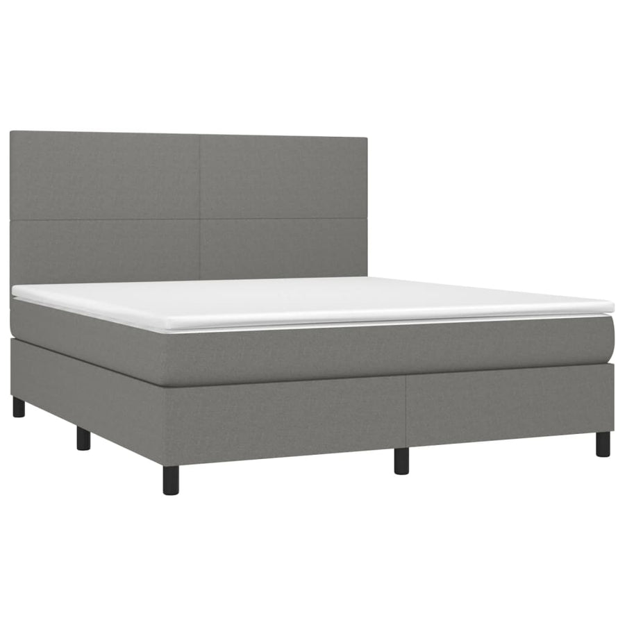 Boxspring Met Matras Stof Donkergrijs 160 x 200 cm Effen ontwerp