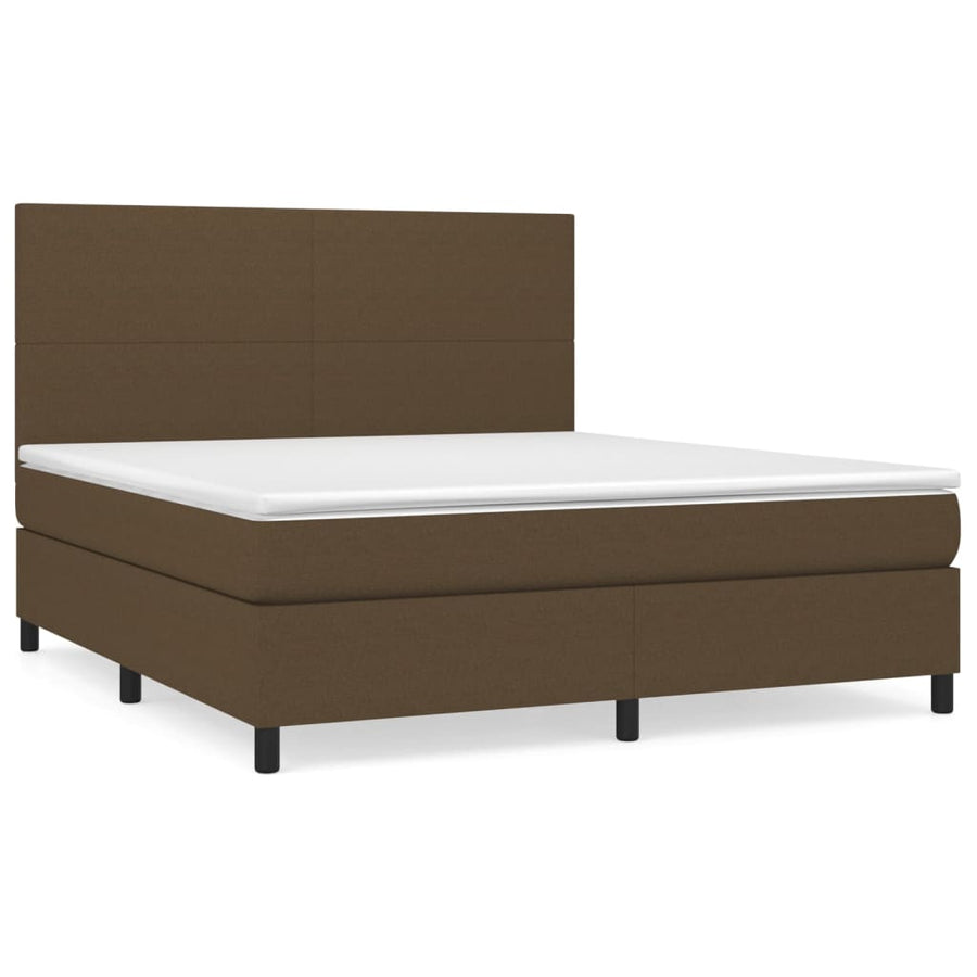 Boxspring Met Matras Stof Donkerbruin 160 x 200 cm Effen ontwerp