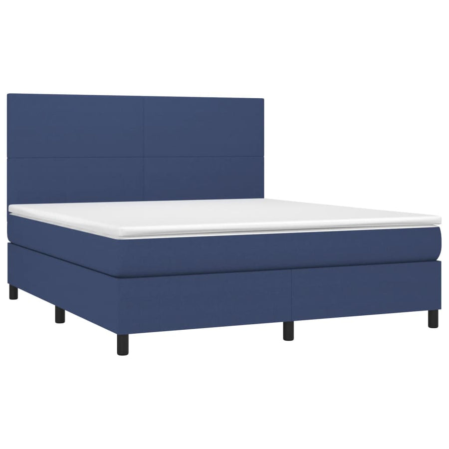 Boxspring Met Matras Stof Blauw 160X200 Cm Blauw 160 x 200 cm Effen ontwerp