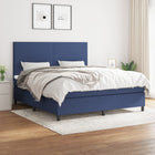 Boxspring Met Matras Stof Blauw 160X200 Cm Blauw 160 x 200 cm Effen ontwerp