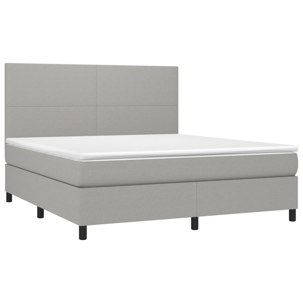 Boxspring Met Matras Stof Lichtgrijs 180 x 200 cm Effen ontwerp