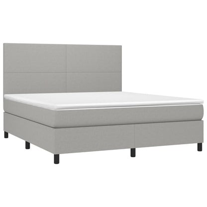 Boxspring Met Matras Stof Lichtgrijs 180 x 200 cm Effen ontwerp