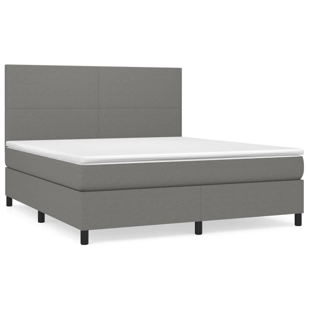 Boxspring Met Matras Stof Donkergrijs 180 x 200 cm Effen ontwerp