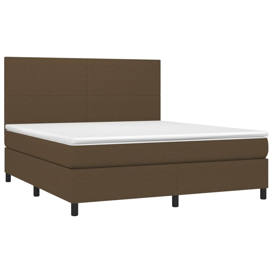 Boxspring met matras stof donkerbruin 180x200 cm 180 x 200 cm Effen ontwerp