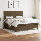 Boxspring met matras stof donkerbruin 180x200 cm 180 x 200 cm Effen ontwerp