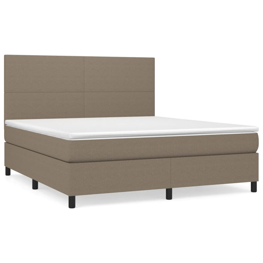 Boxspring met matras stof taupe 180x200 cm 180 x 200 cm Effen ontwerp