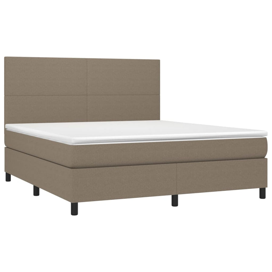 Boxspring met matras stof taupe 180x200 cm 180 x 200 cm Effen ontwerp