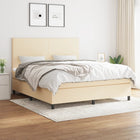 Boxspring Met Matras Stof Crèmekleurig 180X200 Cm 180 x 200 cm Effen ontwerp