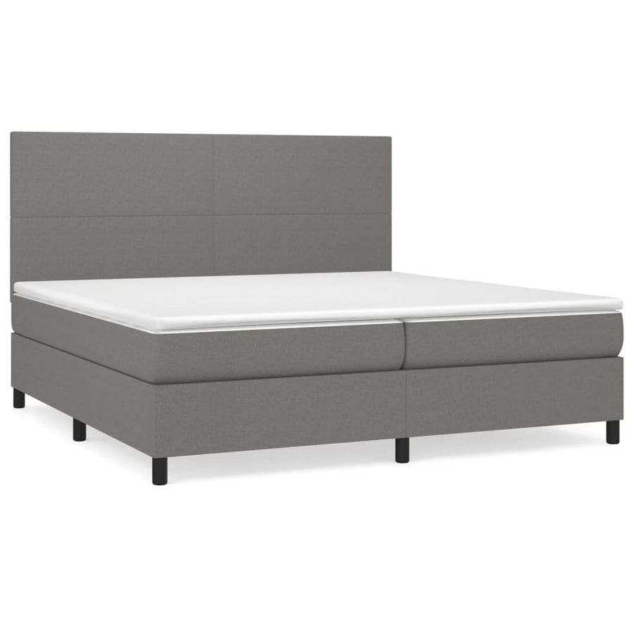 Boxspring Met Matras Stof Donkergrijs 200 x 200 cm Effen ontwerp