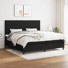 Box spring bed with mattress fabric black 200x200 cm
