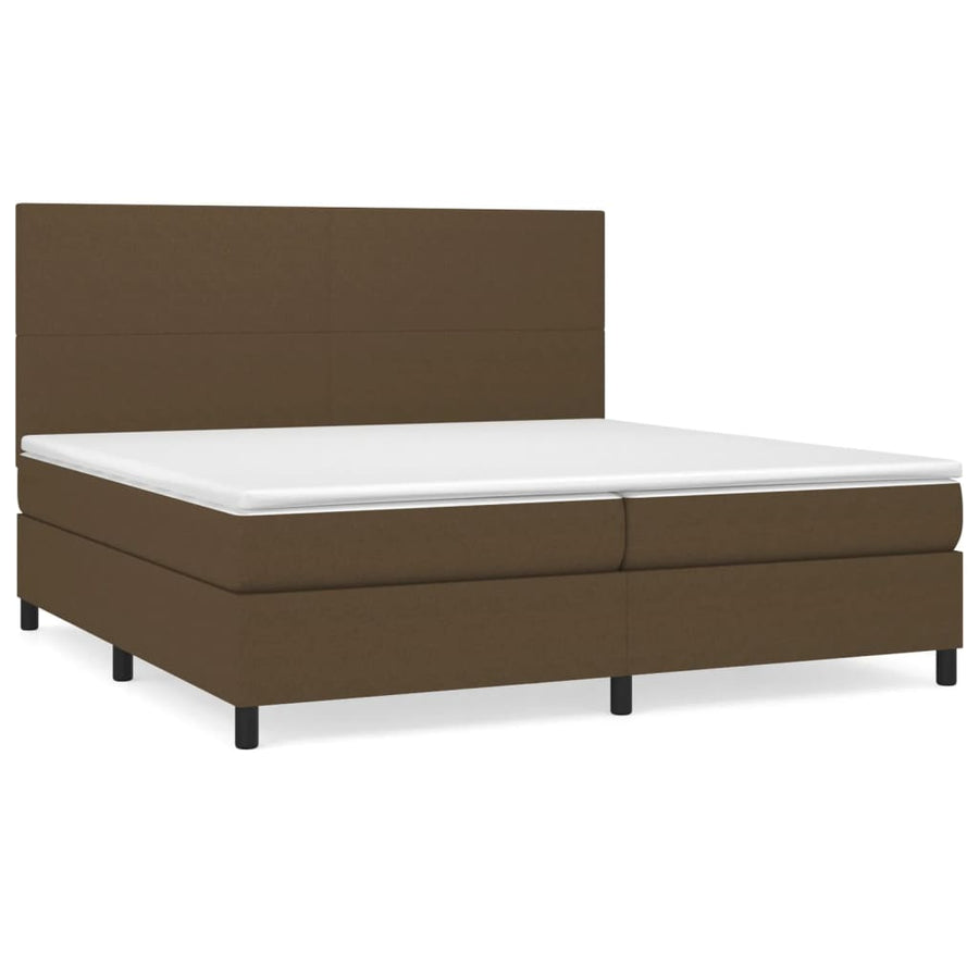 Boxspring Met Matras Stof Donkerbruin 200X200 Cm 200 x 200 cm Effen ontwerp