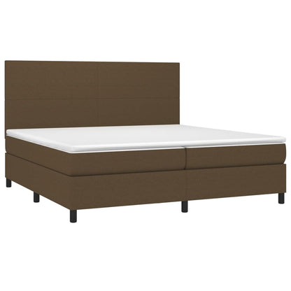 Boxspring Met Matras Stof Donkerbruin 200X200 Cm 200 x 200 cm Effen ontwerp