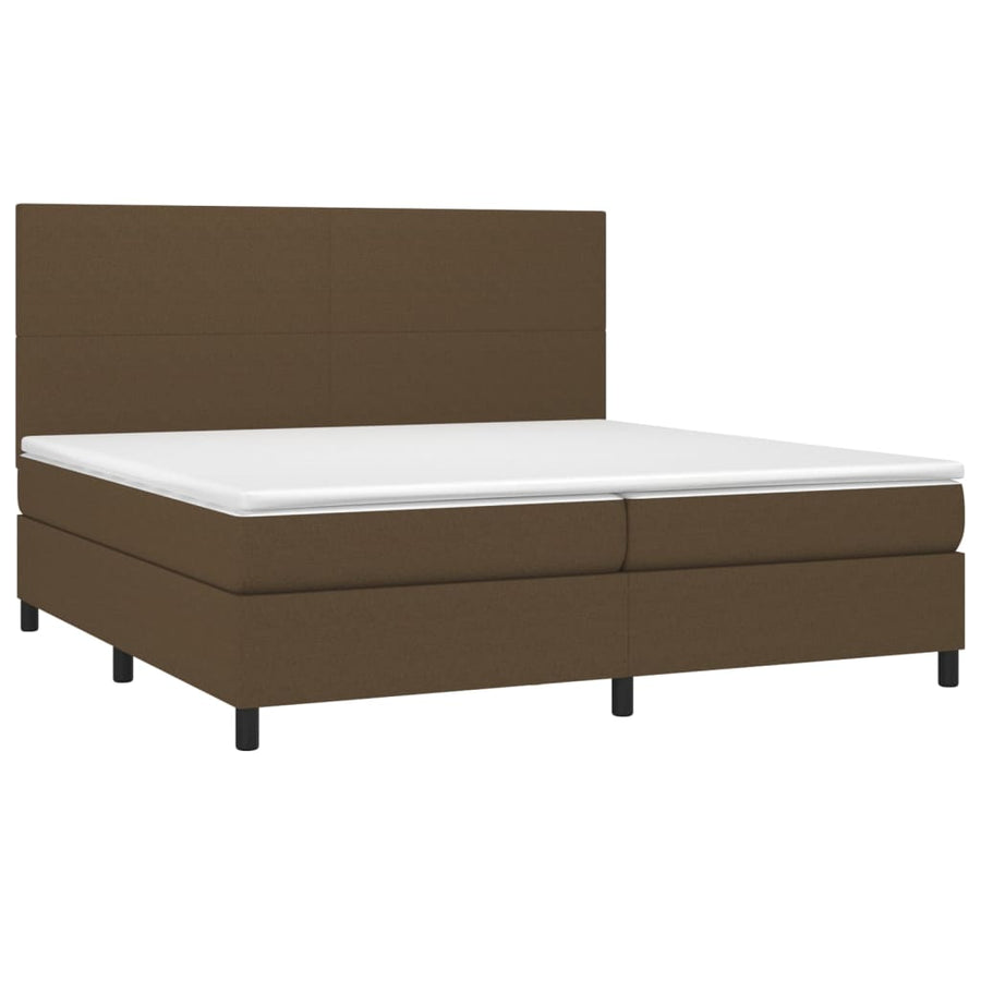 Boxspring Met Matras Stof Donkerbruin 200X200 Cm 200 x 200 cm Effen ontwerp